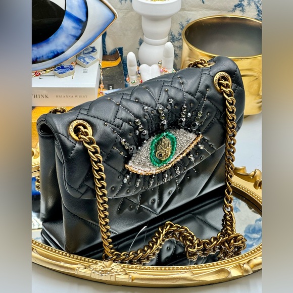 🆕 KURT GEIGER LONDON 🧿NWOT Leather Mini Kensington Rhinestone Eye Crossbody - Picture 9 of 15